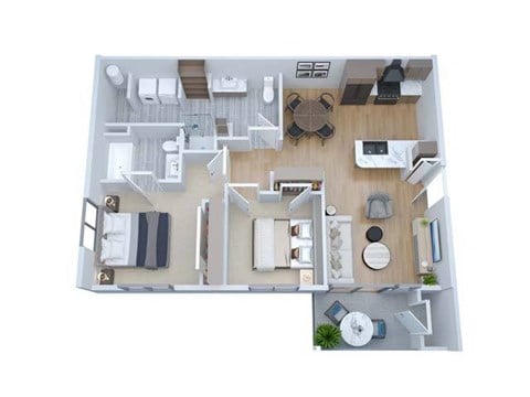 Floor plan for 3 beds, 2 baths, 1128 sqft